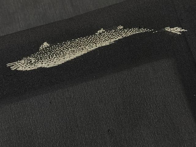 平和屋着物*夏物 紗紬 魚 黒地 正絹 逸品 CABL7002xi