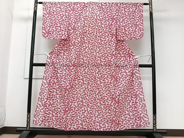 平和屋着物*夏物 小紋 絽 楓文 洗える着物 CABL7014xi