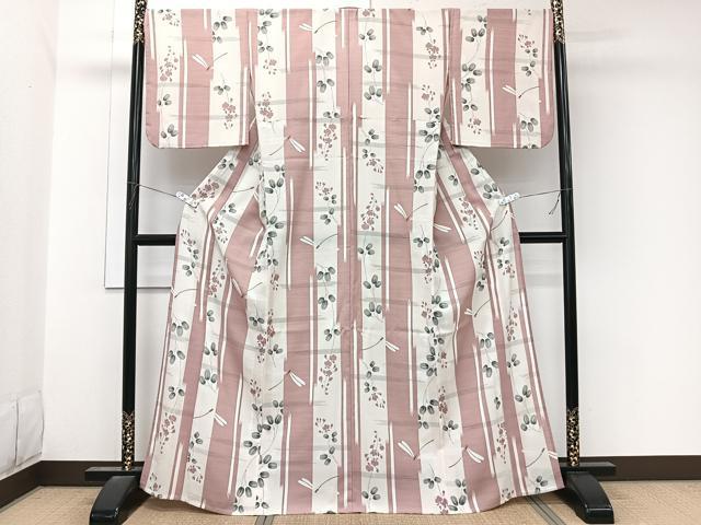 平和屋着物*夏物 撫松庵 小紋・浴衣兼用 セオアルファ トンボ花文 洗える着物 CABL7015xi