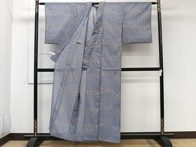 平和屋着物*夏物 小紋 絽 枝草文 洗える着物 CABL7018xi