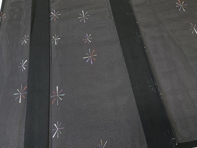 平和屋着物*夏物 小紋 絽 舞花文 黒地 洗える着物 未使用 CABL7020xi