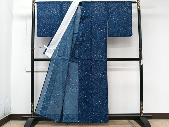 平和屋着物*夏物 小紋 絽 幾何学文 洗える着物 CABL7031xi