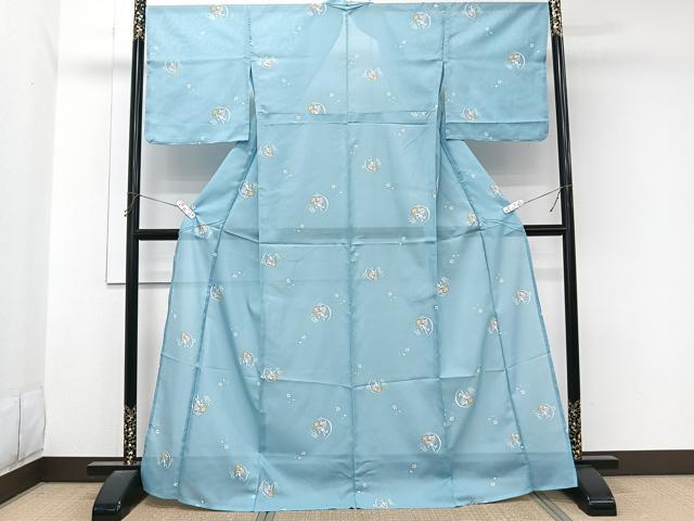 平和屋着物*夏物 小紋 絽 兎花文 洗える着物 未使用 CABL7032xi
