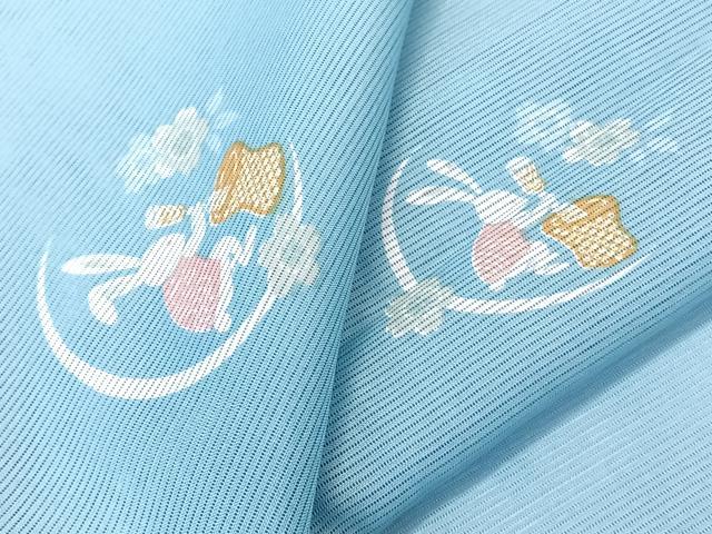 平和屋着物*夏物 小紋 絽 兎花文 洗える着物 未使用 CABL7032xi