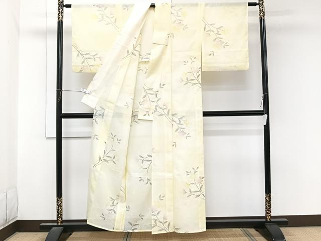 平和屋着物*夏物 小紋 絽 草花文 洗える着物 CABL7038xi