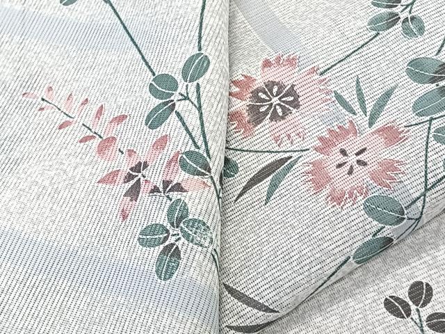 平和屋着物*夏物 小紋 絽 草花文 洗える着物 CABL7042xi