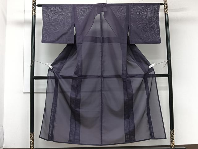 平和屋着物*夏物 色無地 絽 深紫色 洗える着物 CABL7047xi