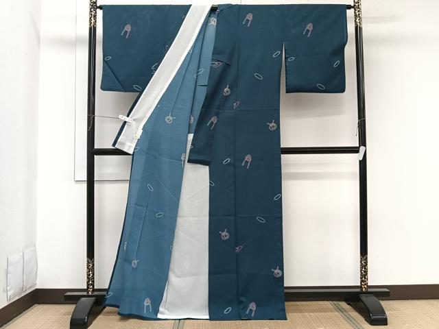 平和屋着物*夏物 小紋 絽縮緬 吉祥文 洗える着物 CABL7068xi