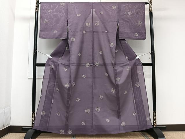 平和屋着物*夏物 小紋 絽 枝松花丸文 洗える着物 CABL7069xi