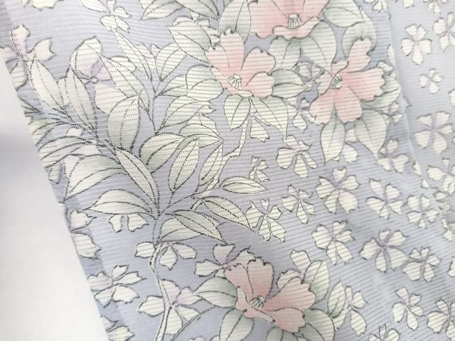 平和屋着物*夏物 小紋 絽 草花文 洗える着物 CABL7081xi