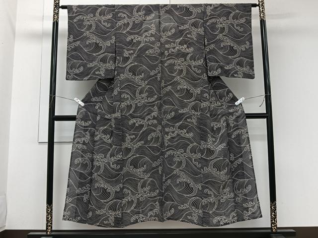平和屋着物*夏物 小紋 絽 立波文 正絹 逸品 CABL7139xi