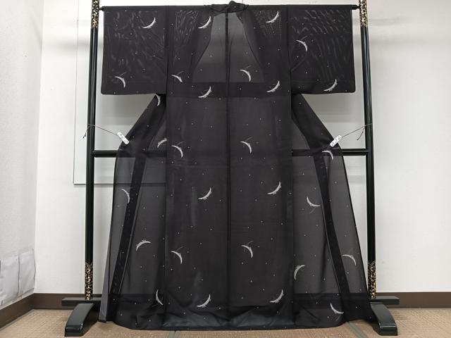 平和屋着物*夏物 小紋 絽 雪輪フクロウ 金彩 正絹 逸品 CABL7146xi