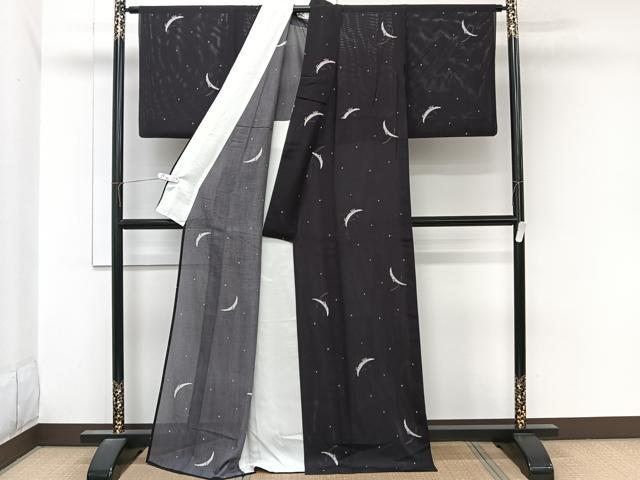 平和屋着物*夏物 小紋 絽 雪輪フクロウ 金彩 正絹 逸品 CABL7146xi
