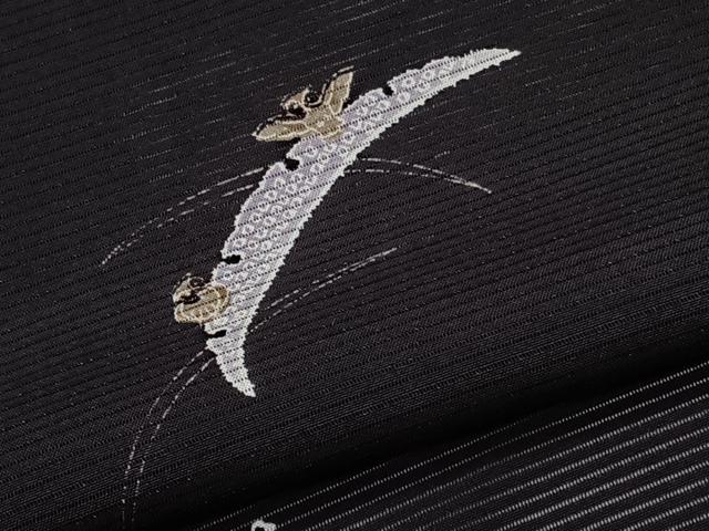 平和屋着物*夏物 小紋 絽 雪輪フクロウ 金彩 正絹 逸品 CABL7146xi