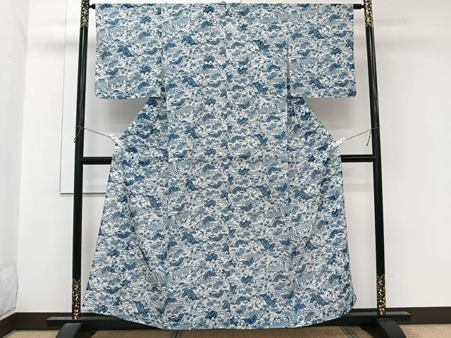 平和屋着物*夏物 小紋 絽 風景文 洗える着物 CABL7175xi