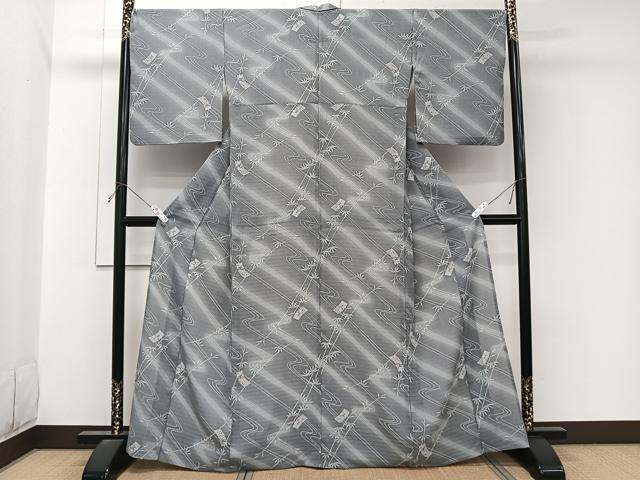 平和屋着物*夏物 小紋 絽縮緬 流水色紙花文 洗える着物 CABL7176xi