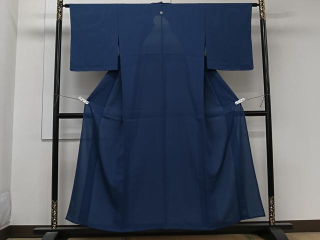 平和屋着物*夏物 色無地 絽 濃藍色 正絹 逸品 未使用 CABL7188xi