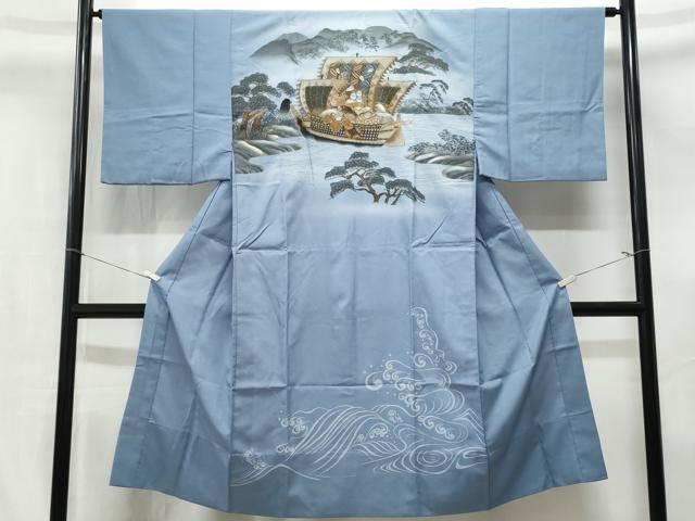 平和屋着物■男性 長襦袢 無双仕立て 宝舟 金彩 正絹 逸品 CABL7210fb
