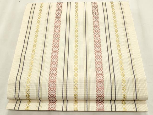 平和屋着物*夏物 本場筑前博多織 八寸名古屋帯 紗献上 肌色 正絹 逸品 CABL7237fb