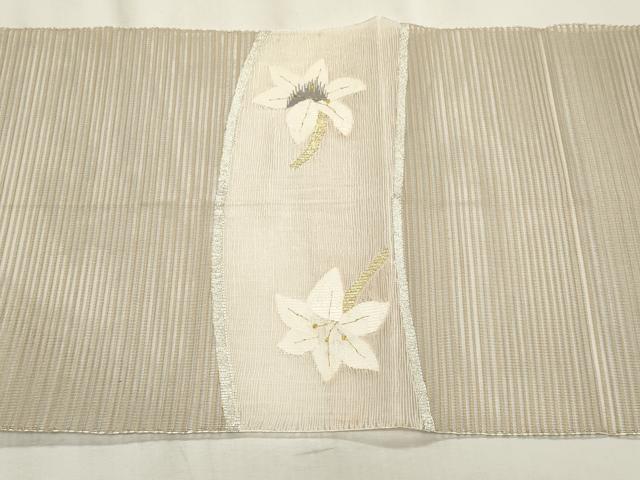 平和屋着物*夏物 八寸名古屋帯 芝草花文 金銀糸 正絹 逸品 CABL7241fb