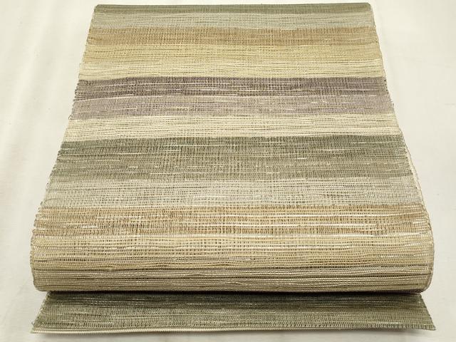 平和屋着物*夏物 八寸名古屋帯 横段文 銀糸 正絹 逸品 CABL7245fb