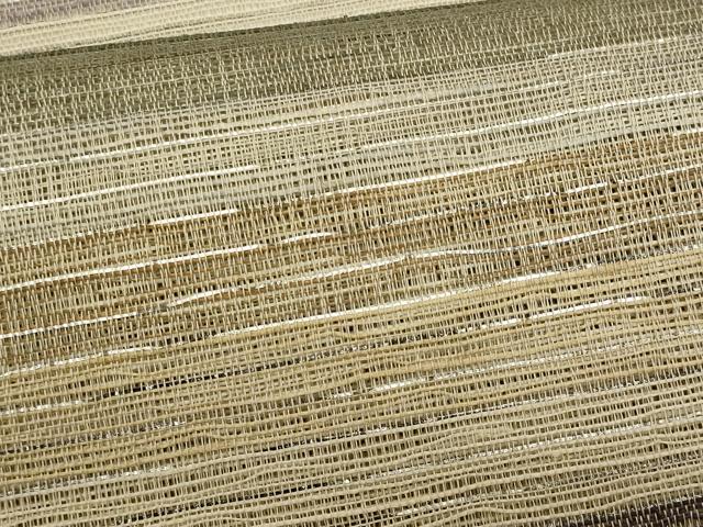 平和屋着物*夏物 八寸名古屋帯 横段文 銀糸 正絹 逸品 CABL7245fb