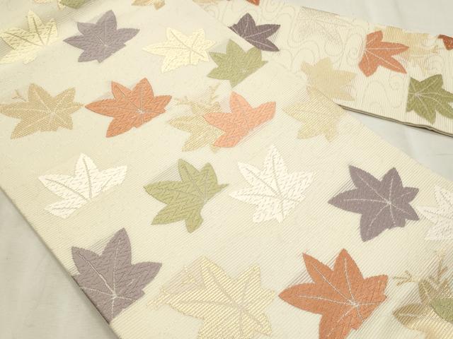 平和屋着物*夏物 九寸名古屋帯 唐織 流水楓文 金銀糸 正絹 逸品 CABL7251fb
