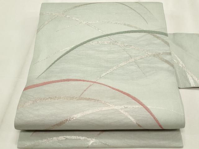 平和屋着物*夏物 西陣 川島織物 九寸名古屋帯 芝草文 銀糸 正絹 逸品 CABL7265fb