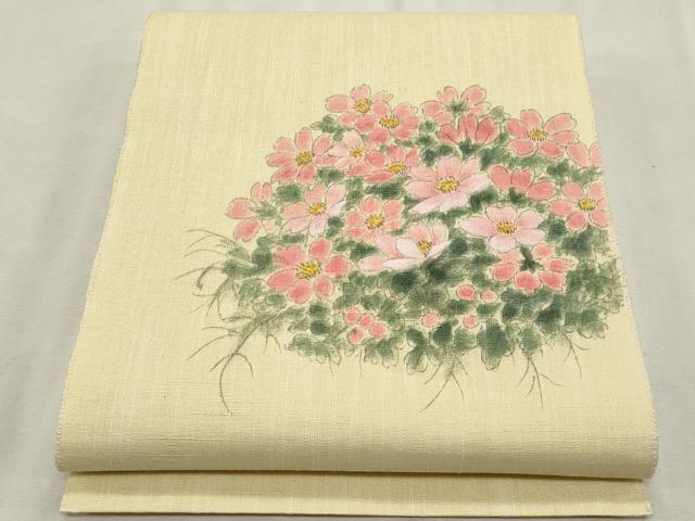 平和屋着物*夏物 八寸名古屋帯 作家物 草花文 CABL7280fb