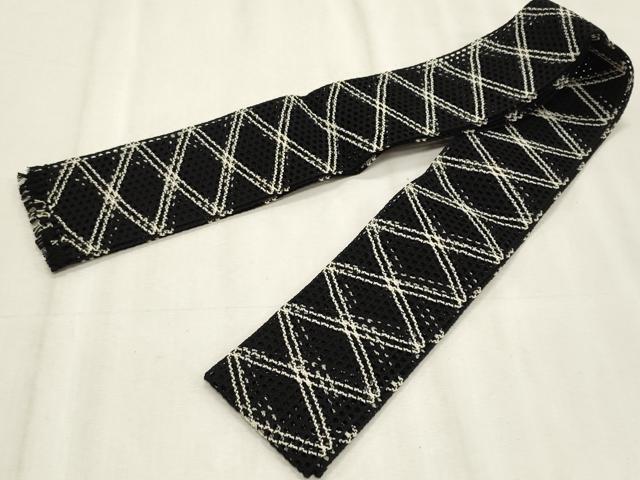 平和屋着物*夏物 男性 角帯 羅 菱文 黒地 正絹 逸品 CABL7570fb