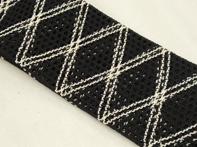 平和屋着物*夏物 男性 角帯 羅 菱文 黒地 正絹 逸品 CABL7570fb