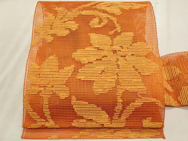 平和屋着物*夏物 八寸名古屋帯 羅 枝花文 正絹 逸品 CABL7584fb