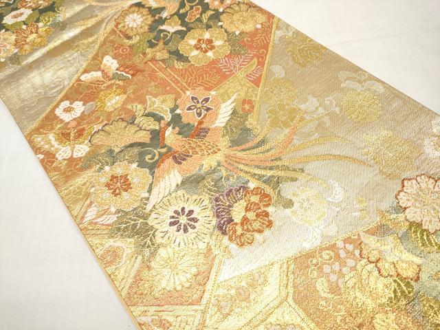 平和屋本店▼六通柄袋帯 麗華錦 本金箔 正絹 逸品 CABL7607tx