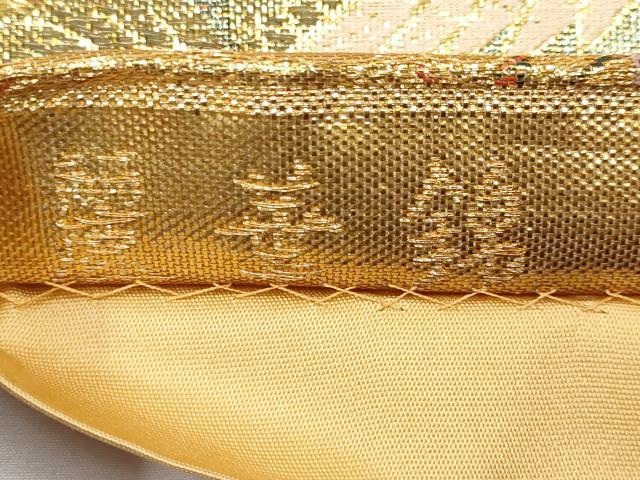 平和屋本店▼六通柄袋帯 麗華錦 本金箔 正絹 逸品 CABL7607tx