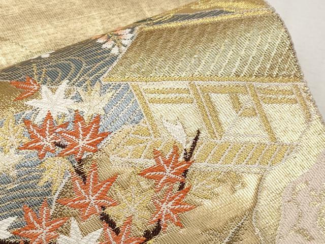 平和屋本店▼六通柄袋帯 唐織 絵巻道長文 純金二重箔 正絹 逸品 CABL7609tx
