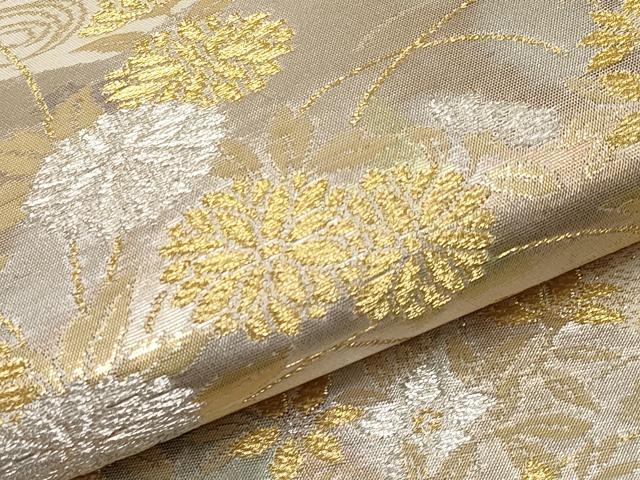 平和屋本店▼六通柄袋帯 花鳥瑞扇 純金箔二重引24金 正絹 逸品 CABL7612tx