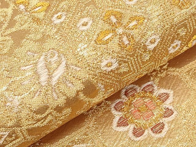 平和屋本店▼六通柄袋帯 切嵌正倉院花文 純金二重箔 正絹 逸品 CABL7613tx