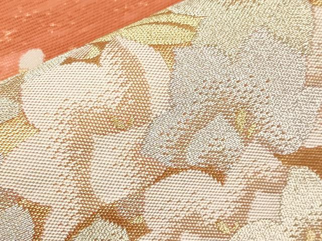 平和屋着物*夏物 六通柄袋帯 流水草花文 金銀糸 正絹 逸品 未使用 CABL7617tx