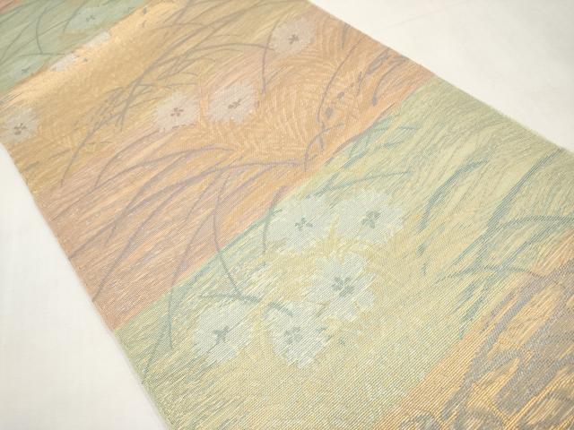 平和屋着物*夏物 織物一筋名門 織悦 全通柄 本袋帯 撫子 金糸 正絹 逸品 未使用 CABL7619tx
