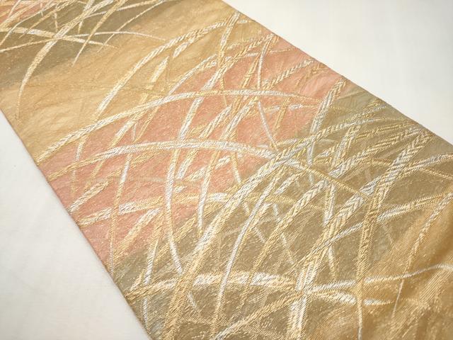 平和屋着物*夏物 六通柄袋帯 芝草文 金銀糸 正絹 逸品 CABL7620tx
