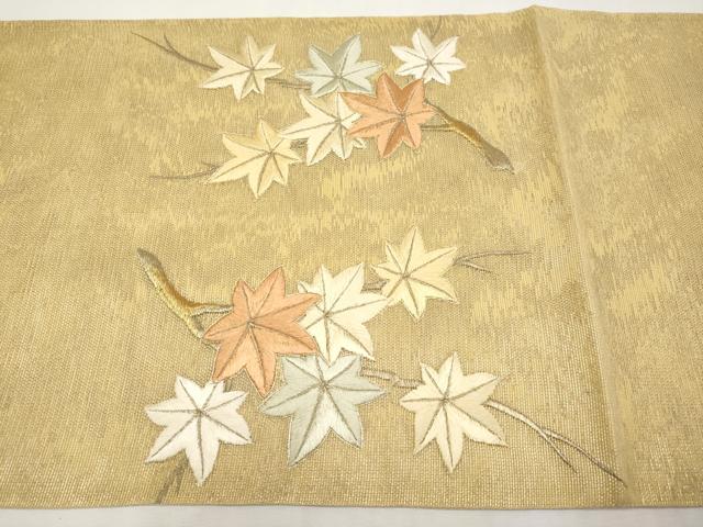 平和屋着物*夏物 太鼓柄袋帯 総刺繍 駒刺繍 楓文 正絹 逸品 CABL7623tx