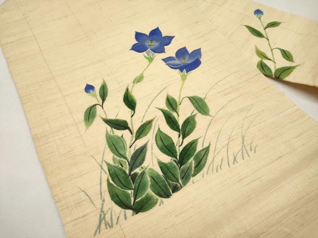 平和屋着物*夏物 九寸名古屋帯 作家物 手描き 桔梗 CABL7630tx