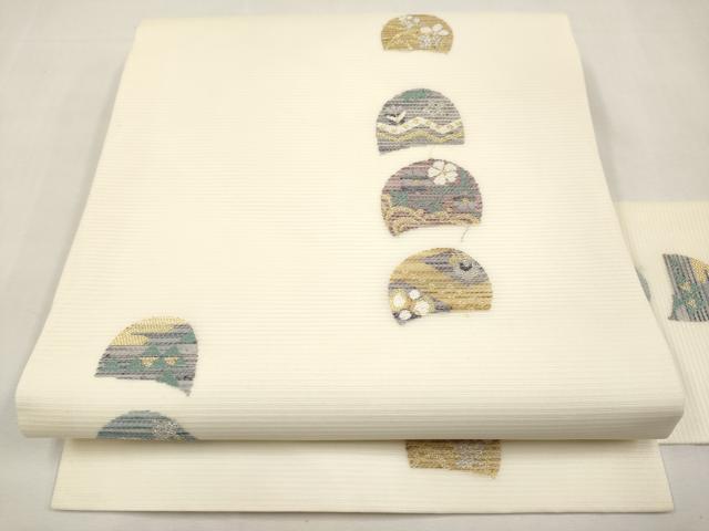 平和屋着物*夏物 九寸名古屋帯 草花文 金銀糸 正絹 逸品 CABL7633tx