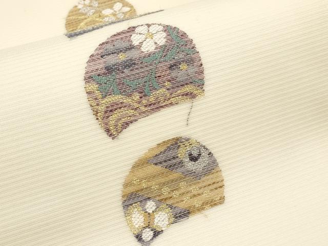 平和屋着物*夏物 九寸名古屋帯 草花文 金銀糸 正絹 逸品 CABL7633tx