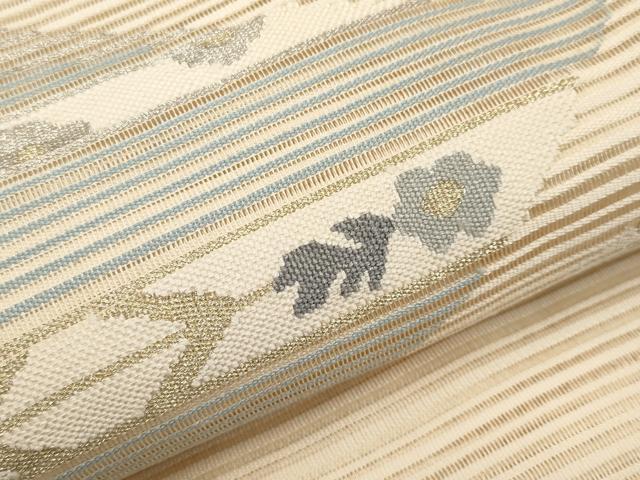 平和屋着物*夏物 八寸名古屋帯 絽綴れ 草花文 金銀糸 正絹 逸品 CABL7635tx