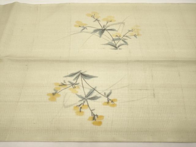 平和屋着物*夏物 九寸開き名古屋帯 手描き 草花文 正絹 逸品 CABL7680tx