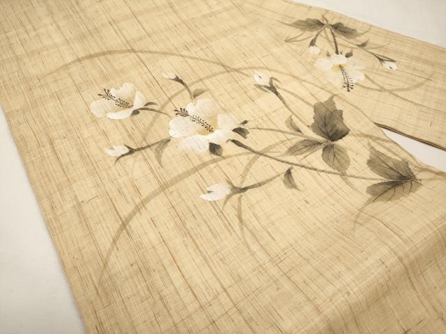平和屋着物*夏物 九寸名古屋帯 手描き 草花文 麻 逸品 CABL7689tx