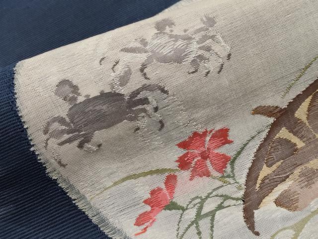 平和屋着物*夏物 八寸名古屋帯 カニ 蟹 正絹 逸品 CABL7731tx
