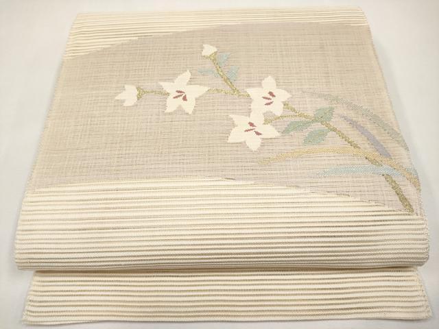 平和屋着物*夏物 八寸名古屋帯 絽綴れ 桔梗 金糸 正絹 逸品 CABL7738tx