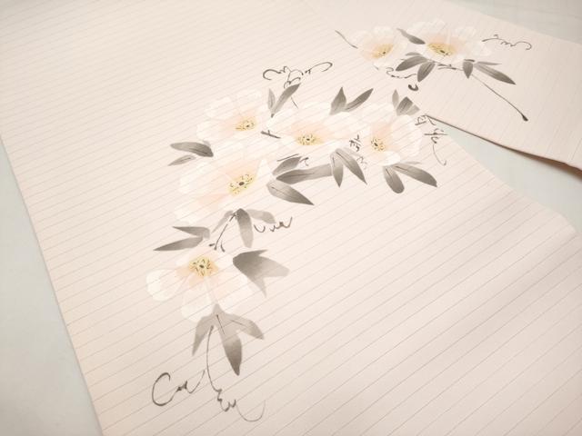 平和屋着物*夏物 九寸名古屋帯 手描き 枝花文 CABL7740tx